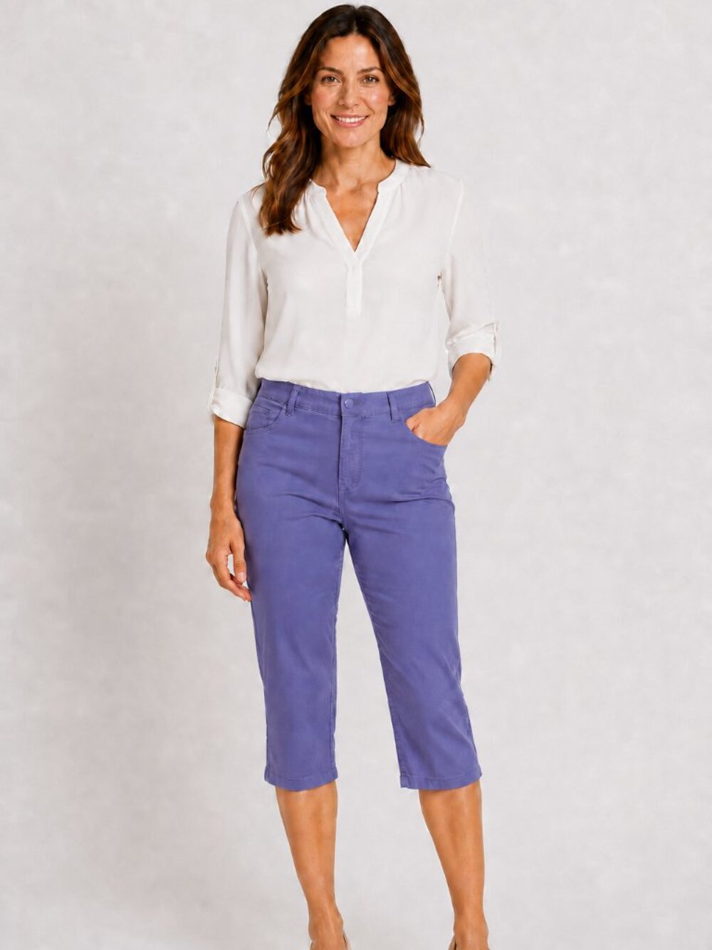Faded Glory Stretch Purple Pants Cropped